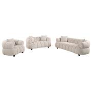 Tampa Furniture Outlet - Coaster - Whitney Contemporary Channel Tufted Woven Fabric Upholstered Sofa Set - 503721-S3