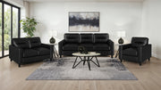 Tampa Furniture Outlet - Coaster - Scotland 3-piece Faux Leather Upholstered Sofa Set Black - 504664-S3