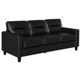 Tampa Furniture Outlet - Coaster - Scotland Faux Leather Upholstered Track Arm Sofa Black - 504664