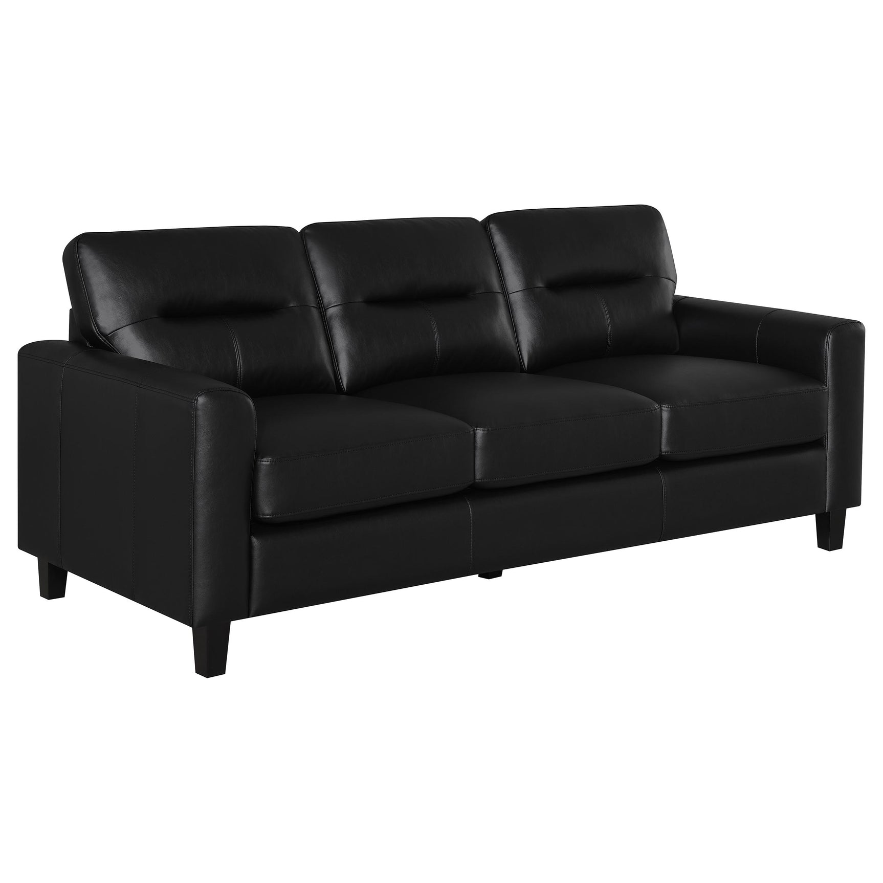 Tampa Furniture Outlet - Coaster - Scotland Faux Leather Upholstered Track Arm Sofa Black - 504664