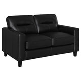 Tampa Furniture Outlet - Coaster - Scotland Faux Leather Upholstered Track Arm Loveseat Black - 504665