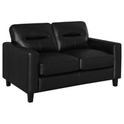 Tampa Furniture Outlet - Coaster - Scotland Faux Leather Upholstered Track Arm Loveseat Black - 504665