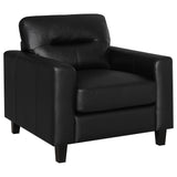 Tampa Furniture Outlet - Coaster - Scotland Faux Leather Upholstered Track Arm Chair Black - 504666