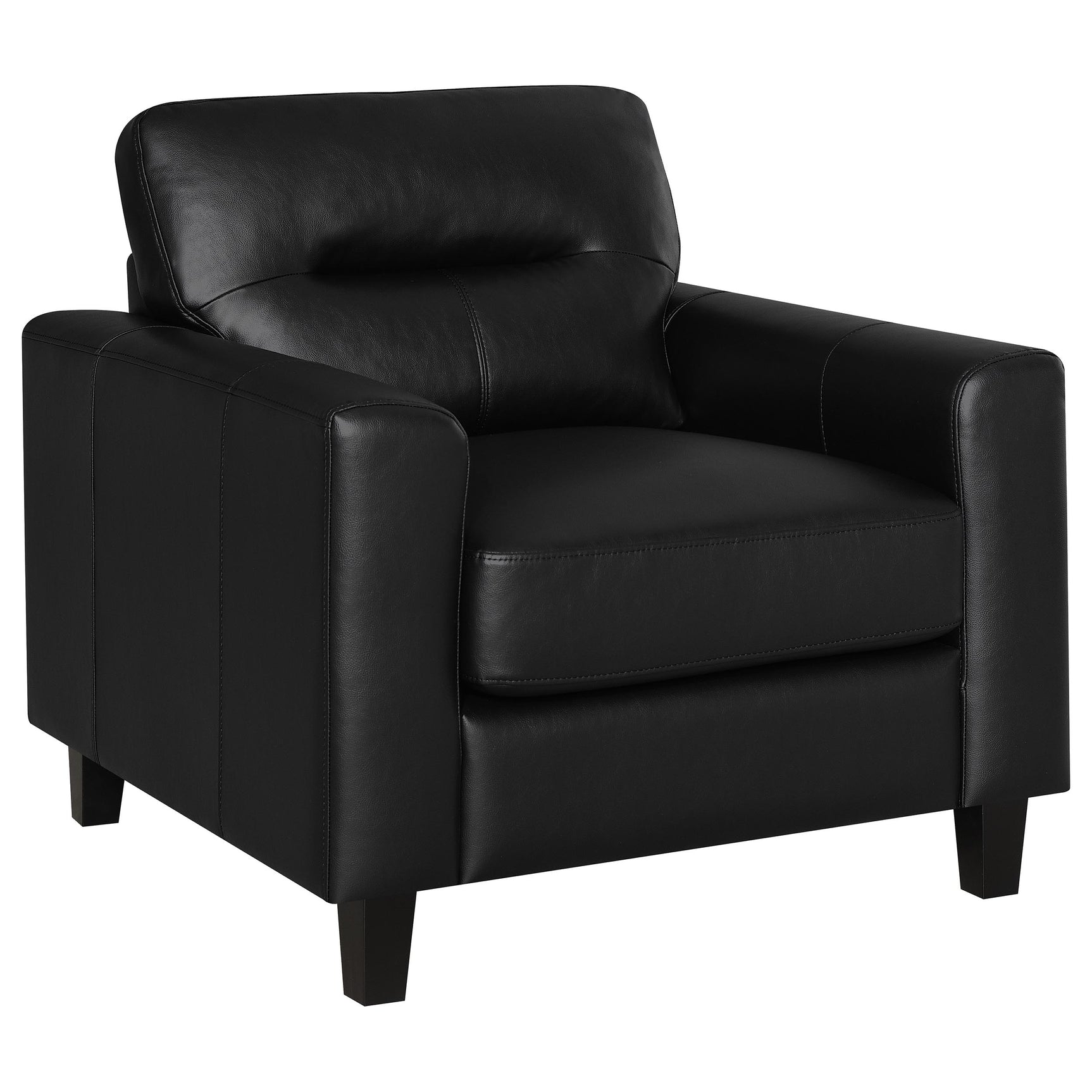 Tampa Furniture Outlet - Coaster - Scotland Faux Leather Upholstered Track Arm Chair Black - 504666
