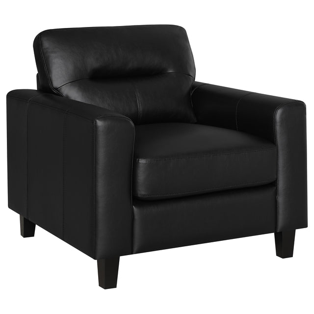 Tampa Furniture Outlet - Coaster - Scotland Faux Leather Upholstered Track Arm Chair Black - 504666