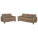 Tampa Furniture Outlet - Coaster - Scotland 2-piece Faux Leather Upholstered Sofa Set Brown - 504667-S2