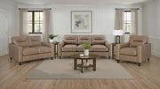 Tampa Furniture Outlet - Coaster - Scotland 3-piece Faux Leather Upholstered Sofa Set Brown - 504667-S3