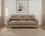 Scotland Faux Leather Upholstered Track Arm Sofa Brown