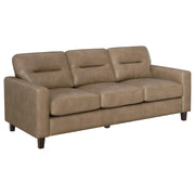 Tampa Furniture Outlet - Coaster - Scotland Faux Leather Upholstered Track Arm Sofa Brown - 504667