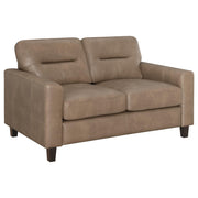 Tampa Furniture Outlet - Coaster - Scotland Faux Leather Upholstered Track Arm Loveseat Brown - 504668