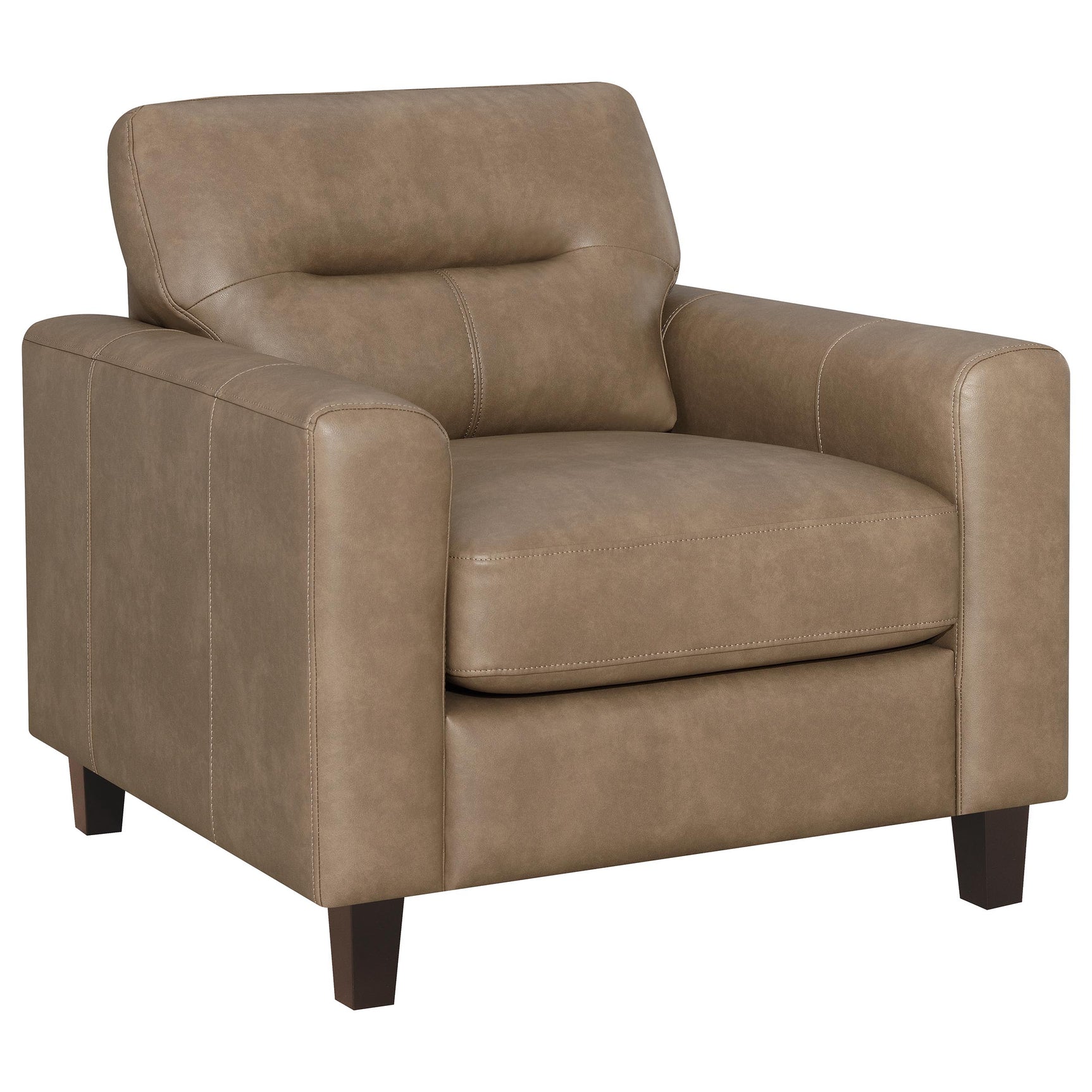 Tampa Furniture Outlet - Coaster - Scotland Faux Leather Upholstered Track Arm Chair Brown - 504669