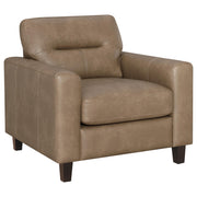 Tampa Furniture Outlet - Coaster - Scotland Faux Leather Upholstered Track Arm Chair Brown - 504669