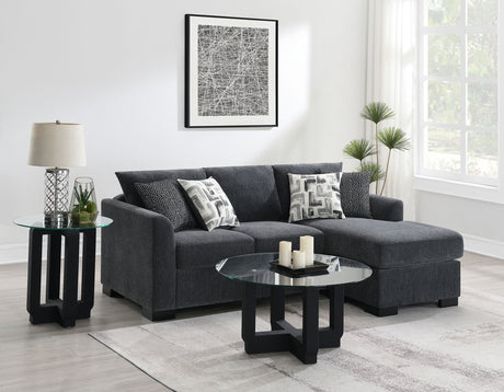 Storey Upholstered Sleeper Sectional Chaise Sofa Dark Grey - Tampa Furniture Outlet