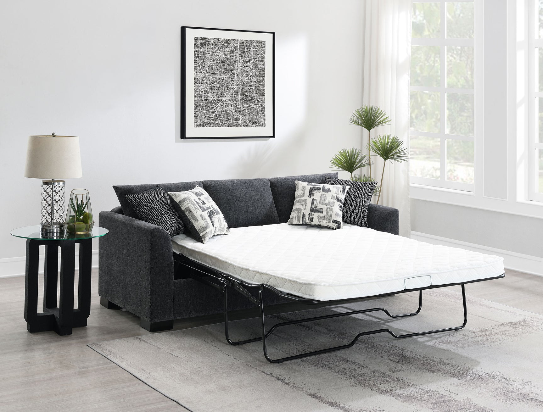 Storey Upholstered Sleeper Sectional Chaise Sofa Dark Grey - Tampa Furniture Outlet