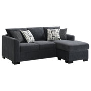 Tampa Furniture Outlet - Coaster - Storey Upholstered Sleeper Sectional Chaise Sofa Dark Grey - 504777