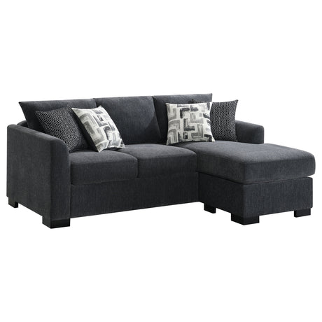 Tampa Furniture Outlet - Coaster - Storey Upholstered Sleeper Sectional Chaise Sofa Dark Grey - 504777