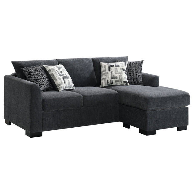 Tampa Furniture Outlet - Coaster - Storey Upholstered Sleeper Sectional Chaise Sofa Dark Grey - 504777