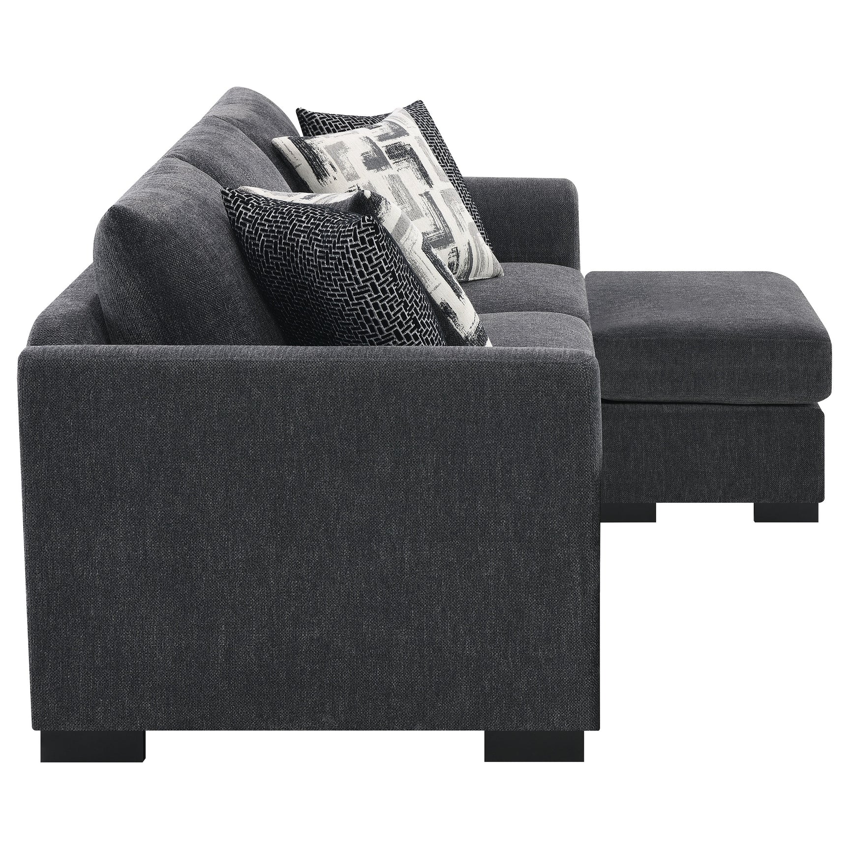Storey Upholstered Sleeper Sectional Chaise Sofa Dark Grey - Tampa Furniture Outlet