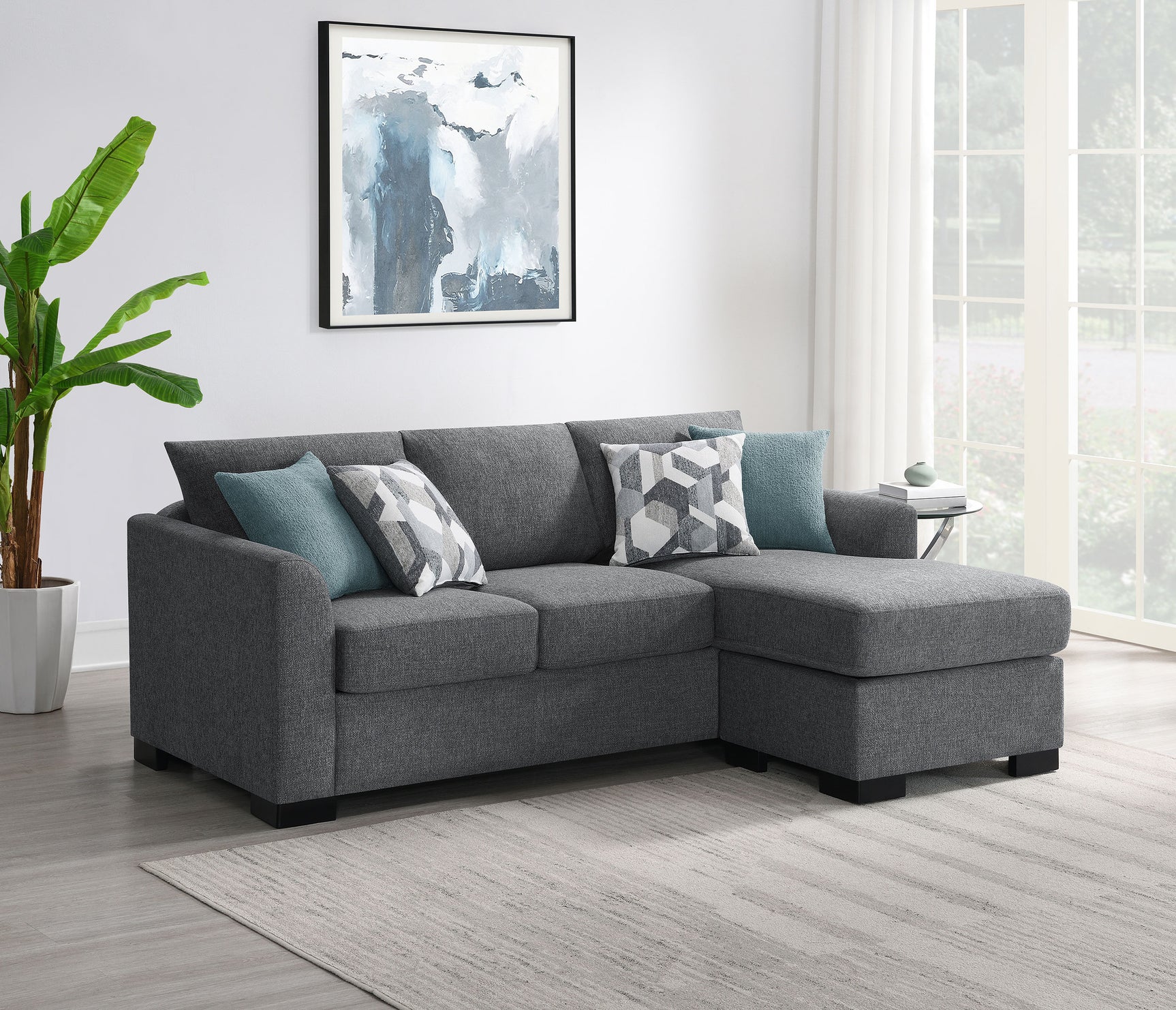 Storey Upholstered Sleeper Sectional Chaise Sofa Grey - Tampa Furniture Outlet