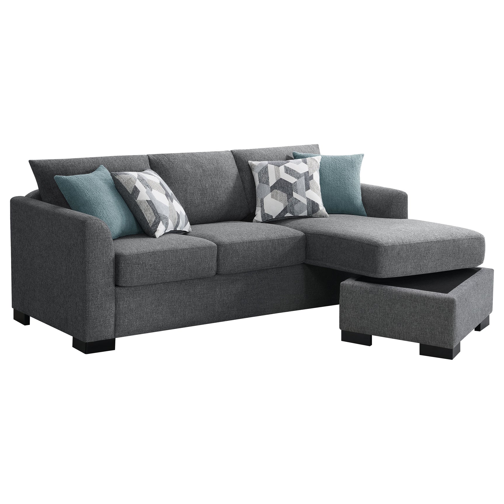 Storey Upholstered Sleeper Sectional Chaise Sofa Grey - Tampa Furniture Outlet