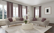 Tampa Furniture Outlet - Coaster - Ellorie 2-piece Upholstered Curved Sofa Set Beige - 504837-S2