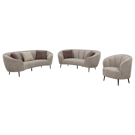Ellorie 3-piece Upholstered Curved Sofa Set Beige - Tampa Furniture Outlet