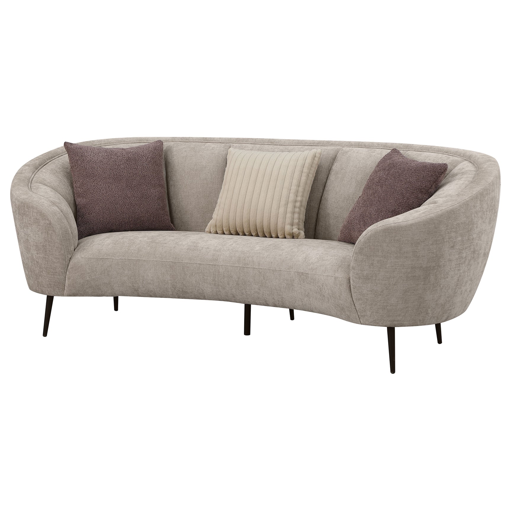 Ellorie Upholstered Channel Back Curved Sofa Beige - Tampa Furniture Outlet