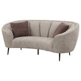 Ellorie Upholstered Channel Back Curved Loveseat Beige - Tampa Furniture Outlet