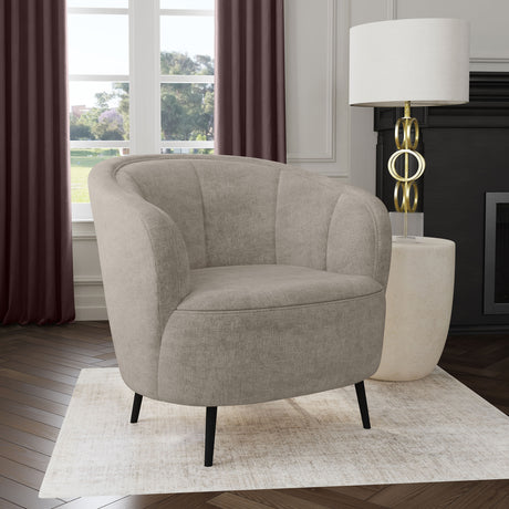 Ellorie Upholstered Channel Back Curved Chair Beige - Tampa Furniture Outlet