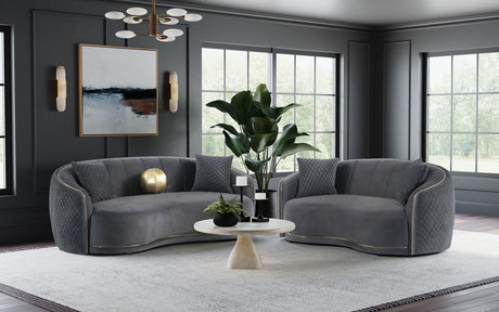 Tampa Furniture Outlet - Coaster - Brookside 2-piece Velvet Upholstered Sofa Set Dark Grey - 504844-S2