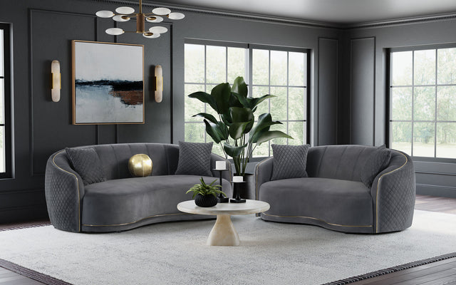 Tampa Furniture Outlet - Coaster - Brookside 2-piece Velvet Upholstered Sofa Set Dark Grey - 504844-S2