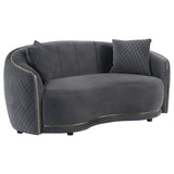 Brookside 2-piece Velvet Upholstered Sofa Set Dark Grey - Tampa Furniture Outlet