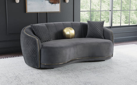 Brookside Velvet Upholstered Curved Sofa Dark Grey - Tampa Furniture Outlet