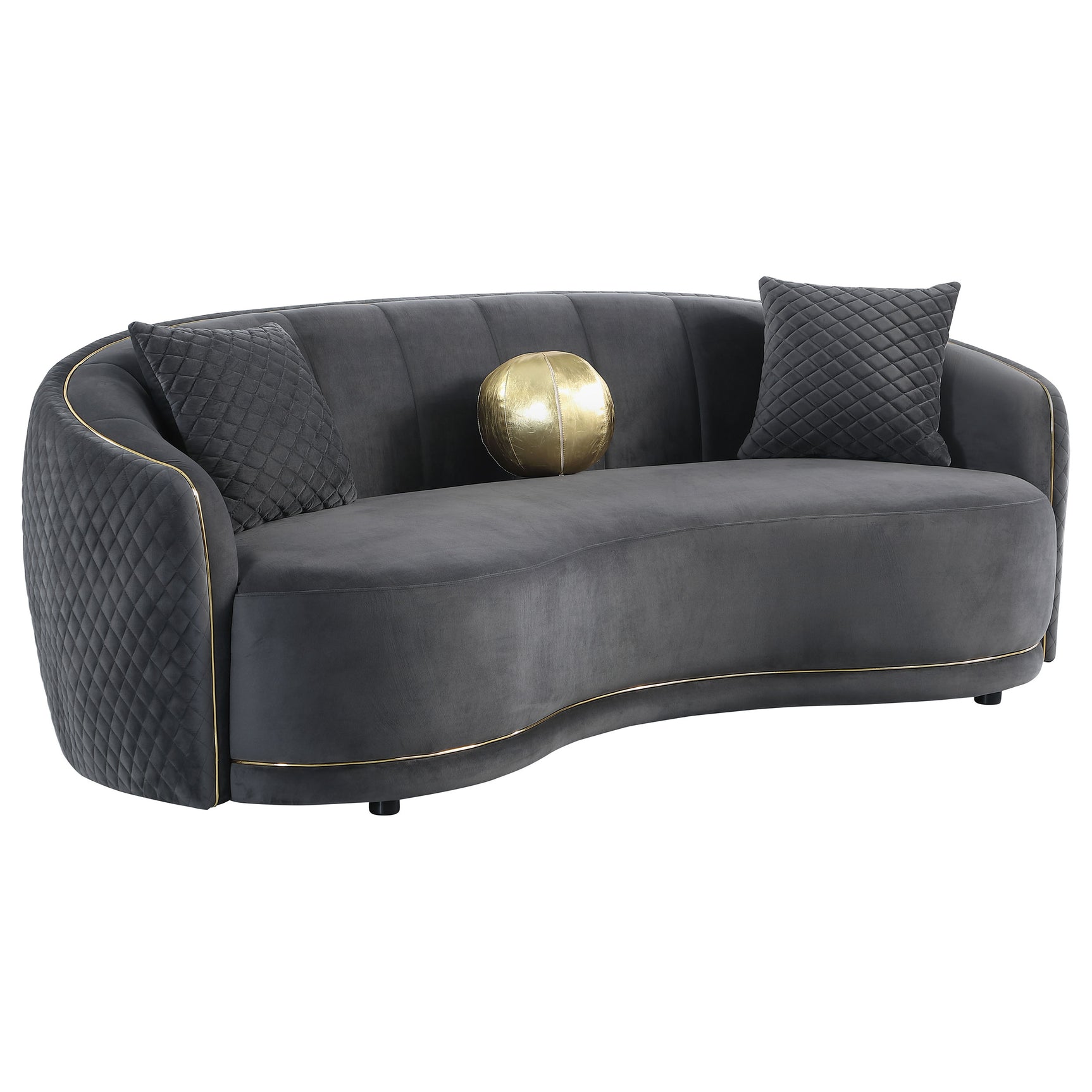 Tampa Furniture Outlet - Coaster - Brookside Velvet Upholstered Curved Sofa Dark Grey - 504844