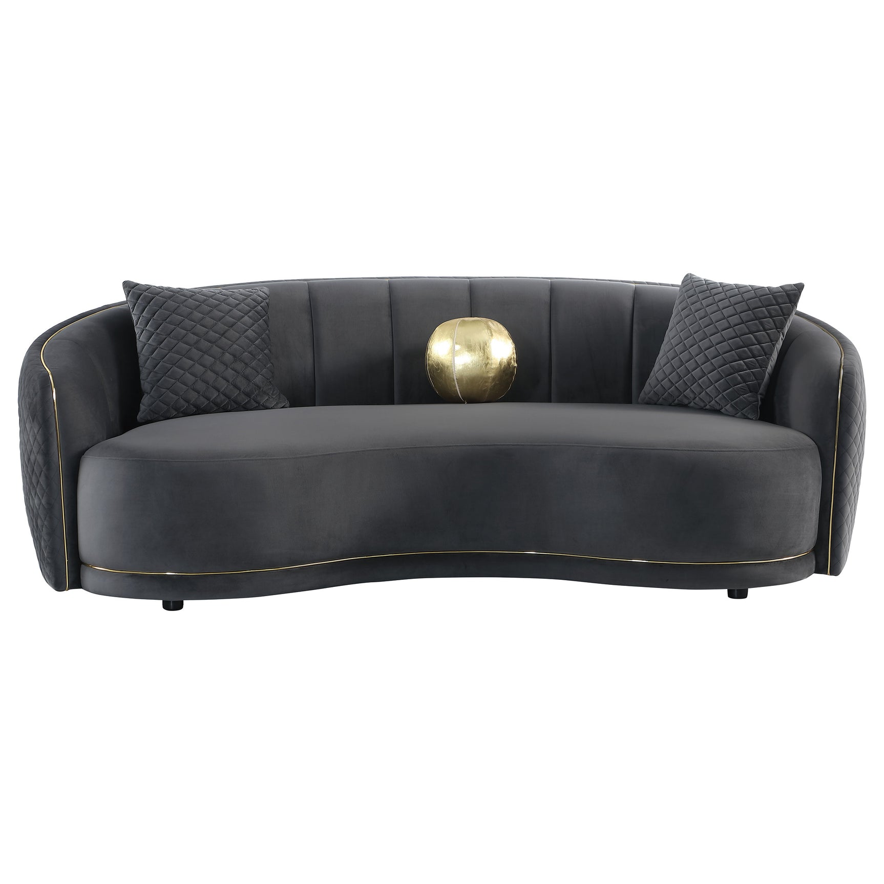 Brookside Velvet Upholstered Curved Sofa Dark Grey - Tampa Furniture Outlet