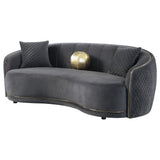Brookside Velvet Upholstered Curved Sofa Dark Grey - Tampa Furniture Outlet
