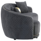 Brookside Velvet Upholstered Curved Sofa Dark Grey - Tampa Furniture Outlet
