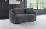 Brookside Velvet Upholstered Curved Loveseat Dark Grey - Tampa Furniture Outlet