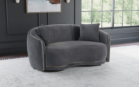 Brookside Velvet Upholstered Curved Loveseat Dark Grey - Tampa Furniture Outlet