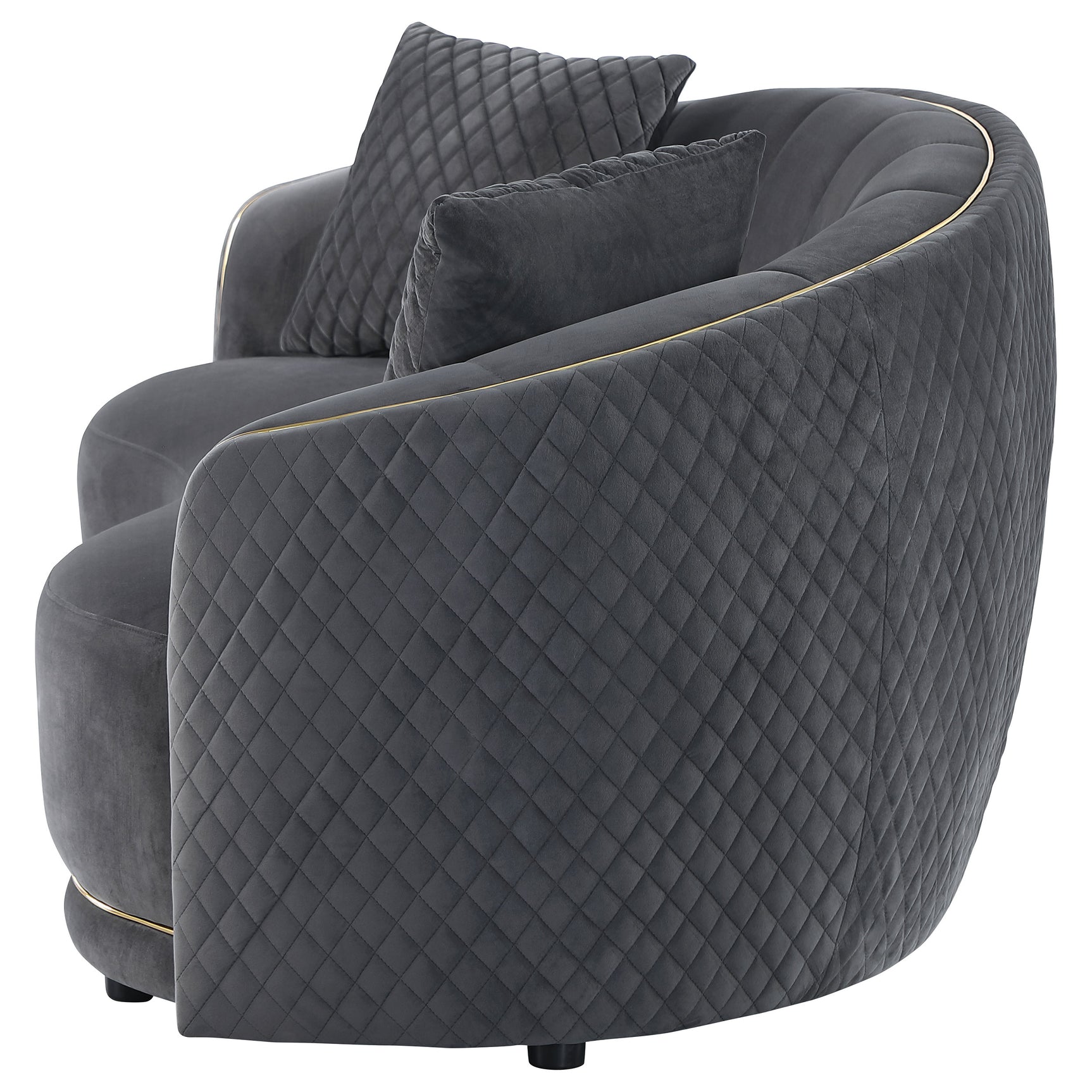 Brookside Velvet Upholstered Curved Loveseat Dark Grey - Tampa Furniture Outlet