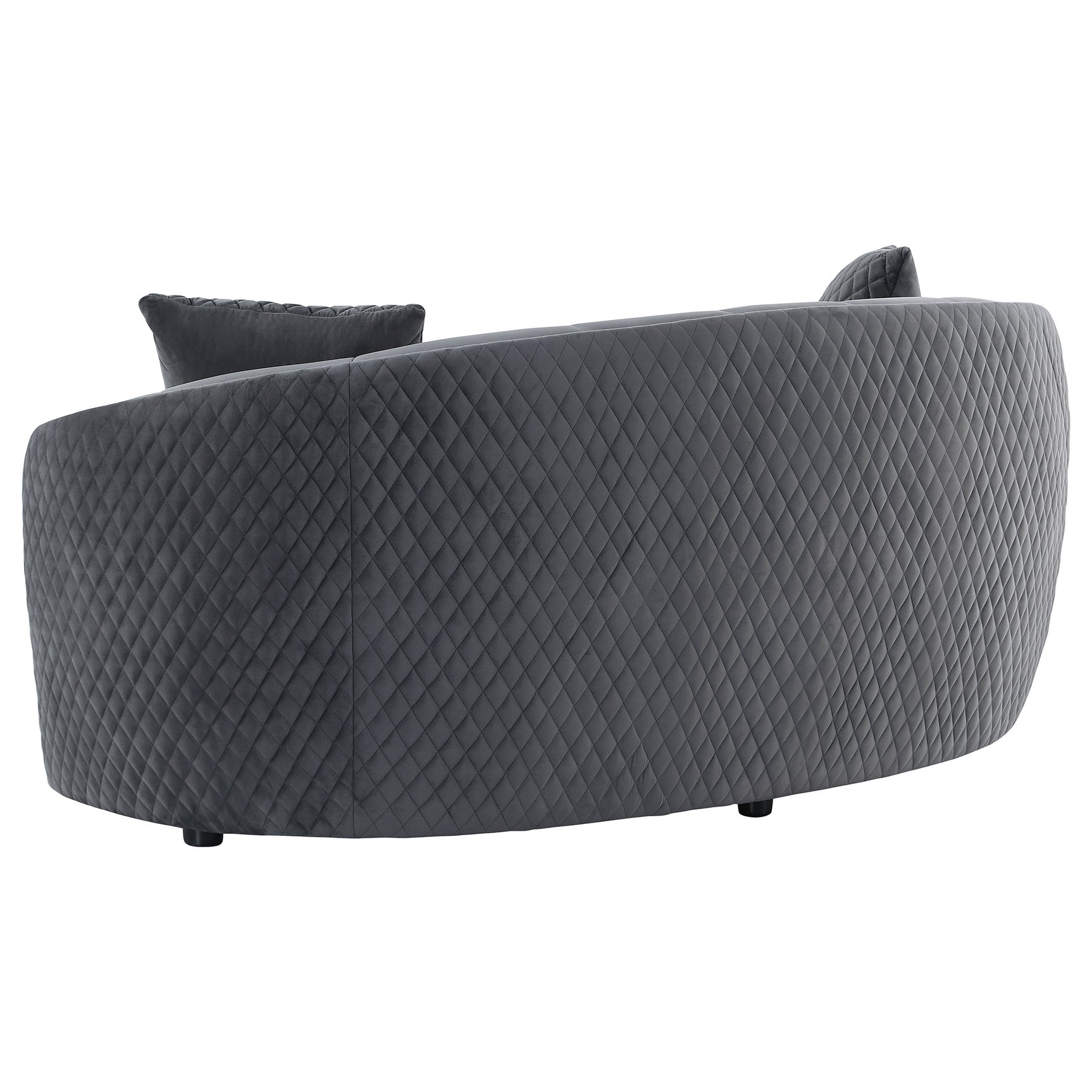 Brookside Velvet Upholstered Curved Loveseat Dark Grey - Tampa Furniture Outlet