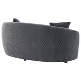 Brookside Velvet Upholstered Curved Loveseat Dark Grey - Tampa Furniture Outlet