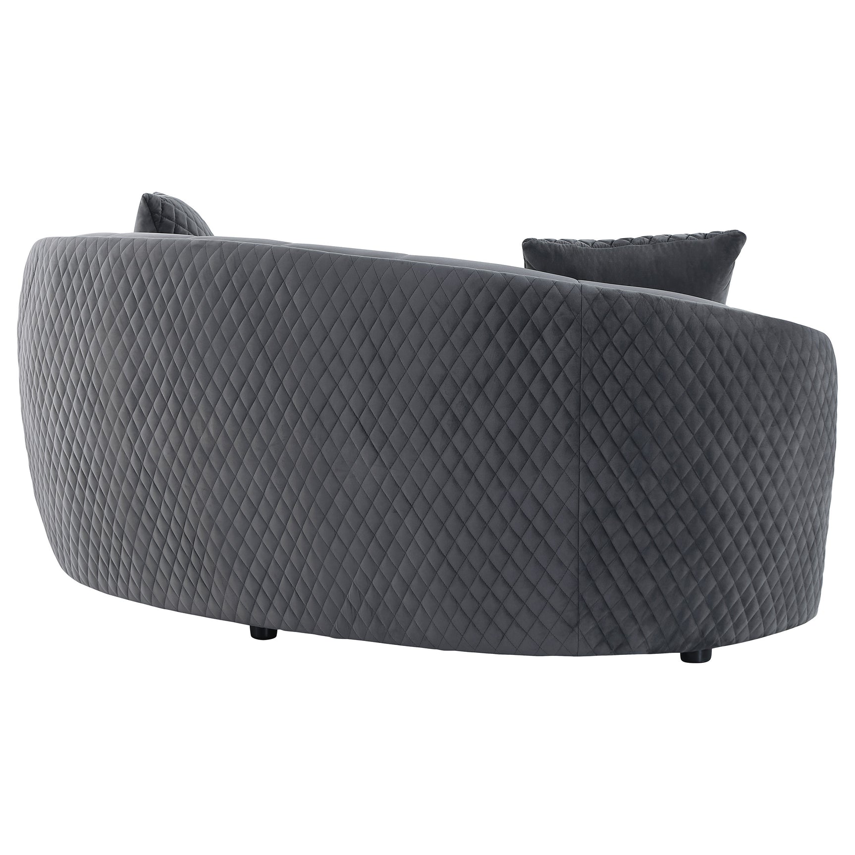 Brookside Velvet Upholstered Curved Loveseat Dark Grey - Tampa Furniture Outlet