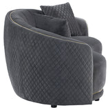 Brookside Velvet Upholstered Curved Loveseat Dark Grey - Tampa Furniture Outlet