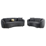 Brookside Velvet Upholstered Curved Loveseat Dark Grey - Tampa Furniture Outlet