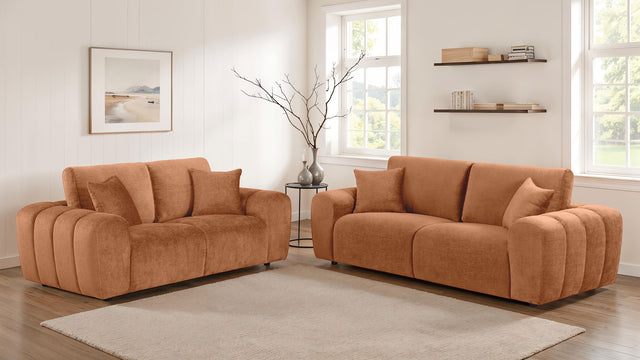 Tampa Furniture Outlet - Coaster - Burnett 2-piece Chenille Upholstered Sofa Set Burnt Orange - 504951-S2