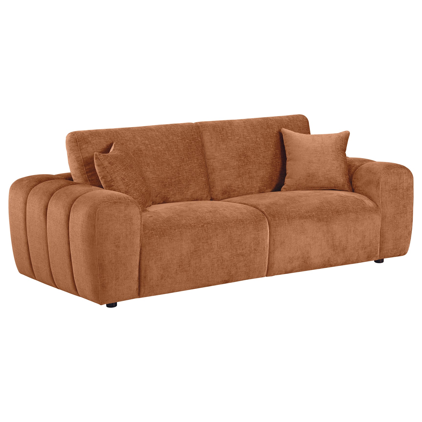 Tampa Furniture Outlet - Coaster - Burnett Chenille Upholstered Wide Arm Sofa Burnt Orange - 504951