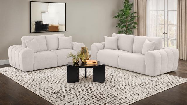Tampa Furniture Outlet - Coaster - Burnett 2-piece Chenille Upholstered Sofa Set Ivory - 504955-S2