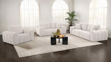 Tampa Furniture Outlet - Coaster - Burnett 3-piece Chenille Upholstered Sofa Set Ivory - 504955-S3