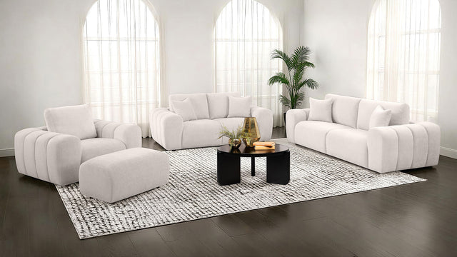 Tampa Furniture Outlet - Coaster - Burnett 4-piece Chenille Upholstered Sofa Set Ivory - 504955-S4
